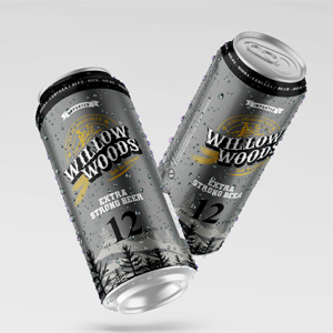 willow woods beer can packaging design 12%