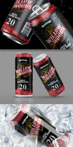 willow woods beer can packaging design 20%